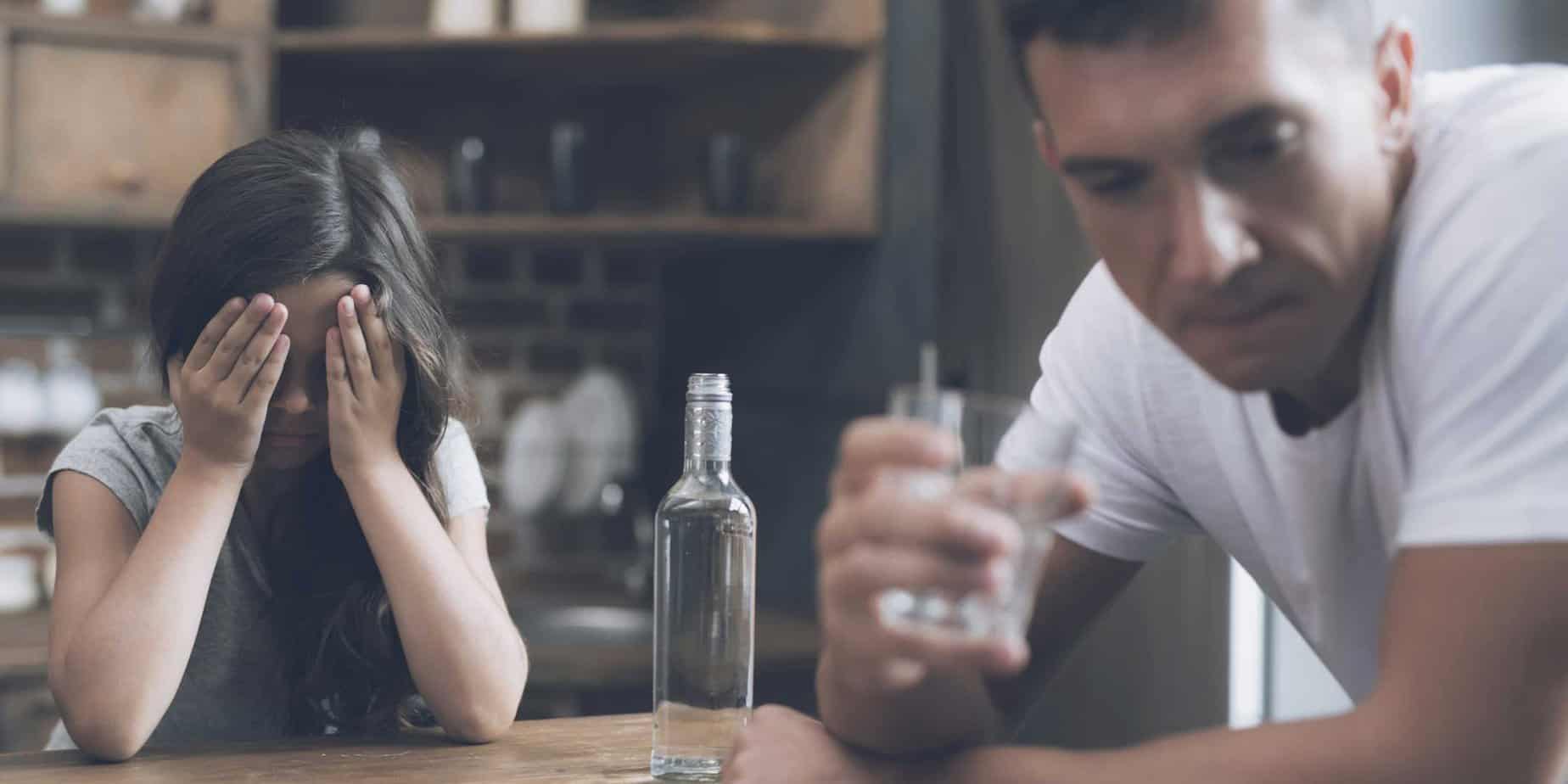 A daughter upset at her alcoholic father