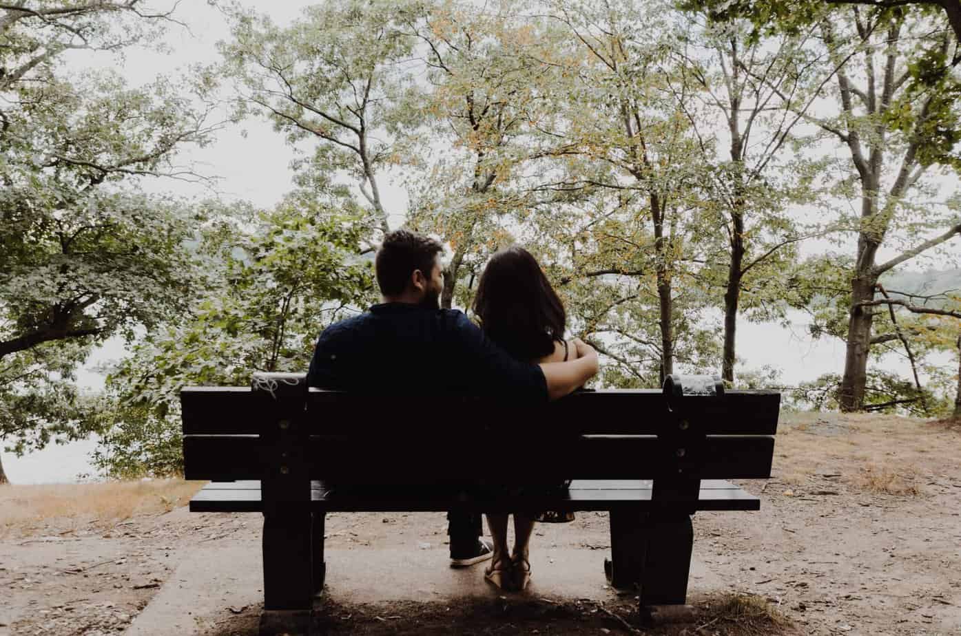 Mountainside Treatment Center: A man and women sitting on a bench outdoors