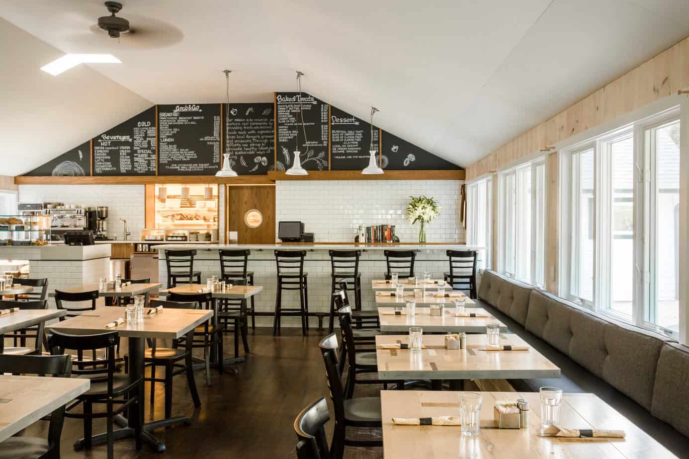 Beautiful light-filled Mountainside Cafe in Litchfield, Connecticut.