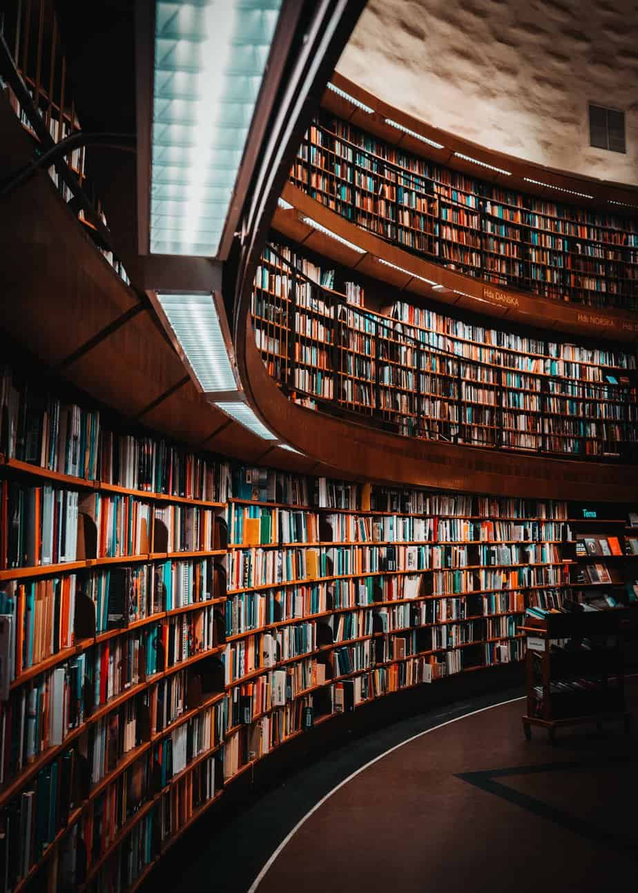 Shelves of books at a library