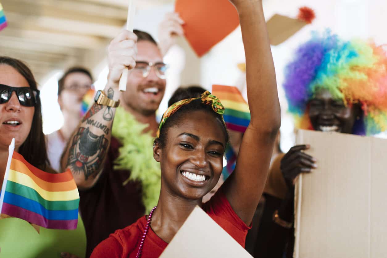 Cheerful gay pride and lgbt festival