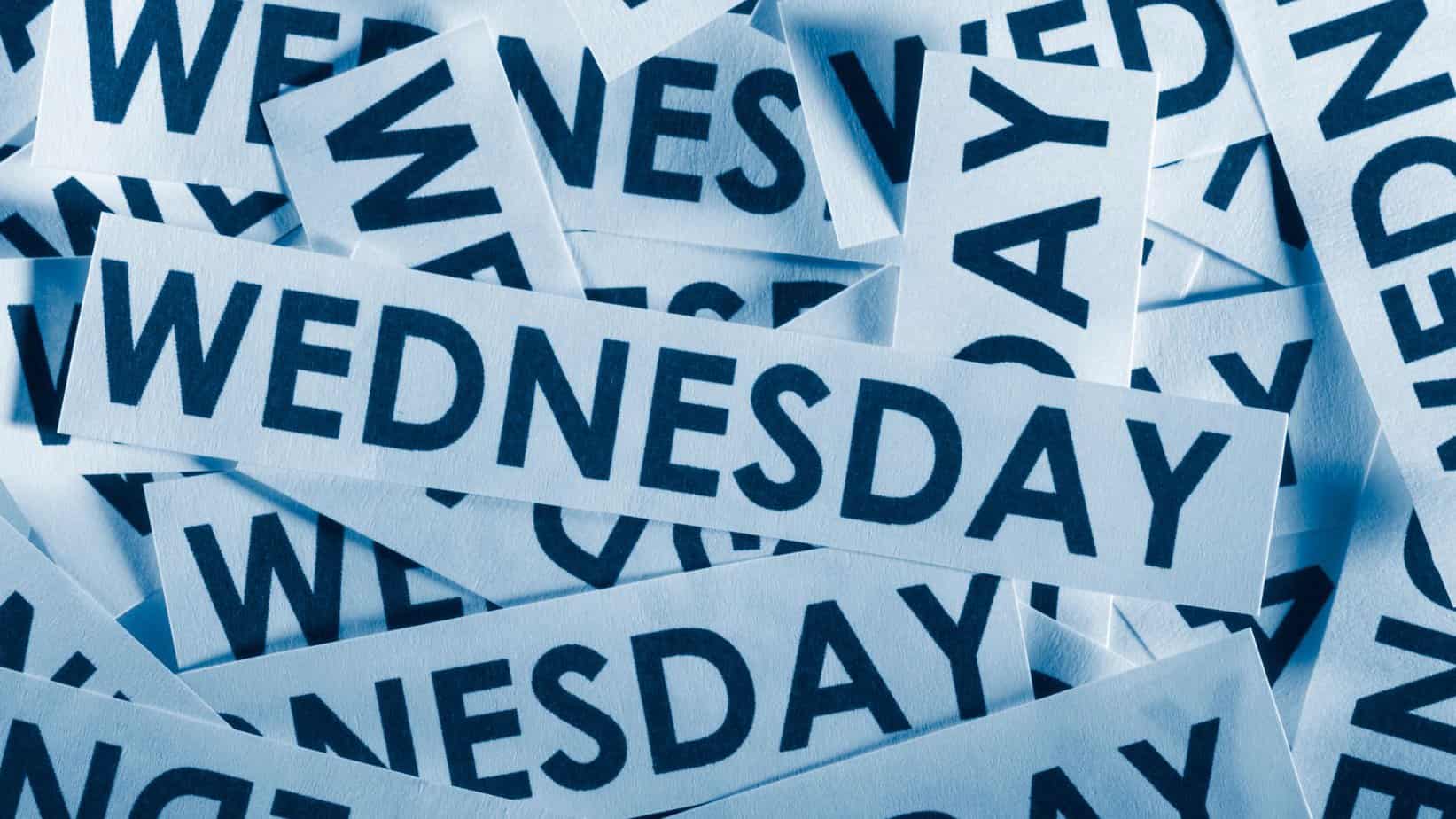Wednesday written on different papers