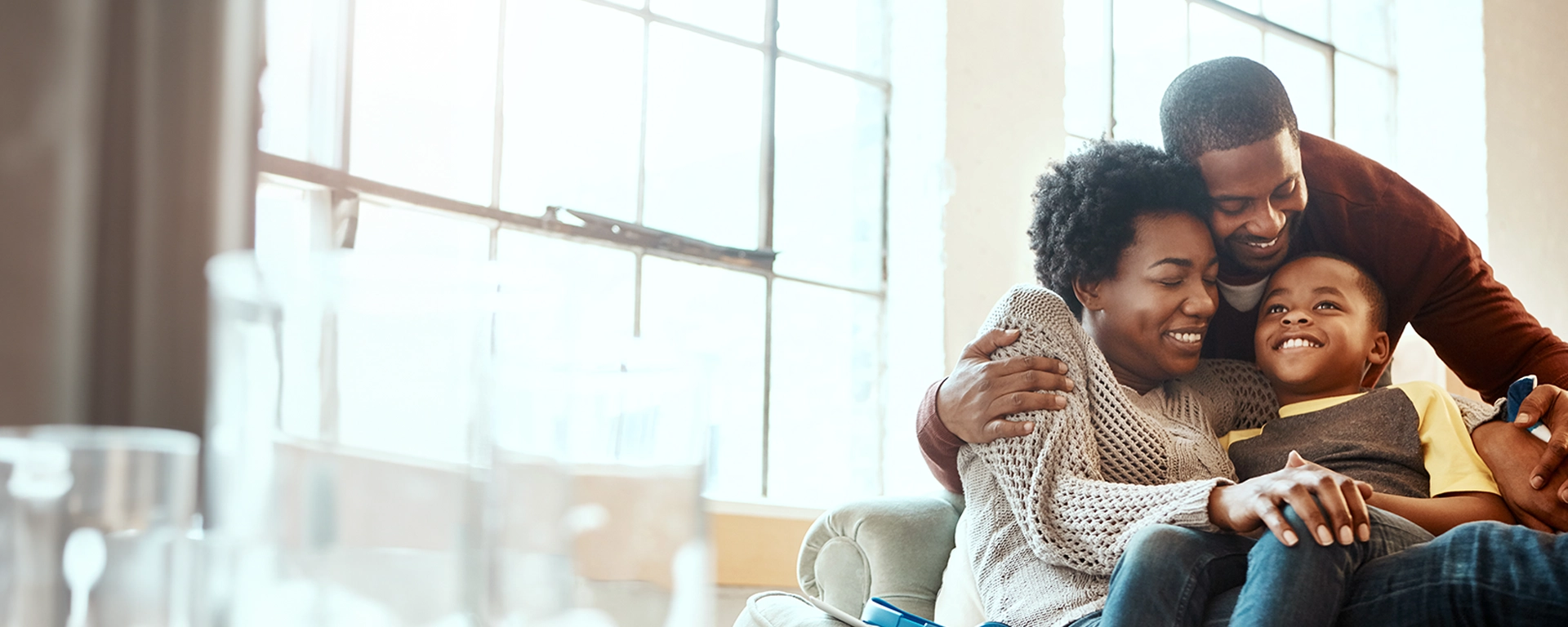 A mother, father and child spending some family time together.