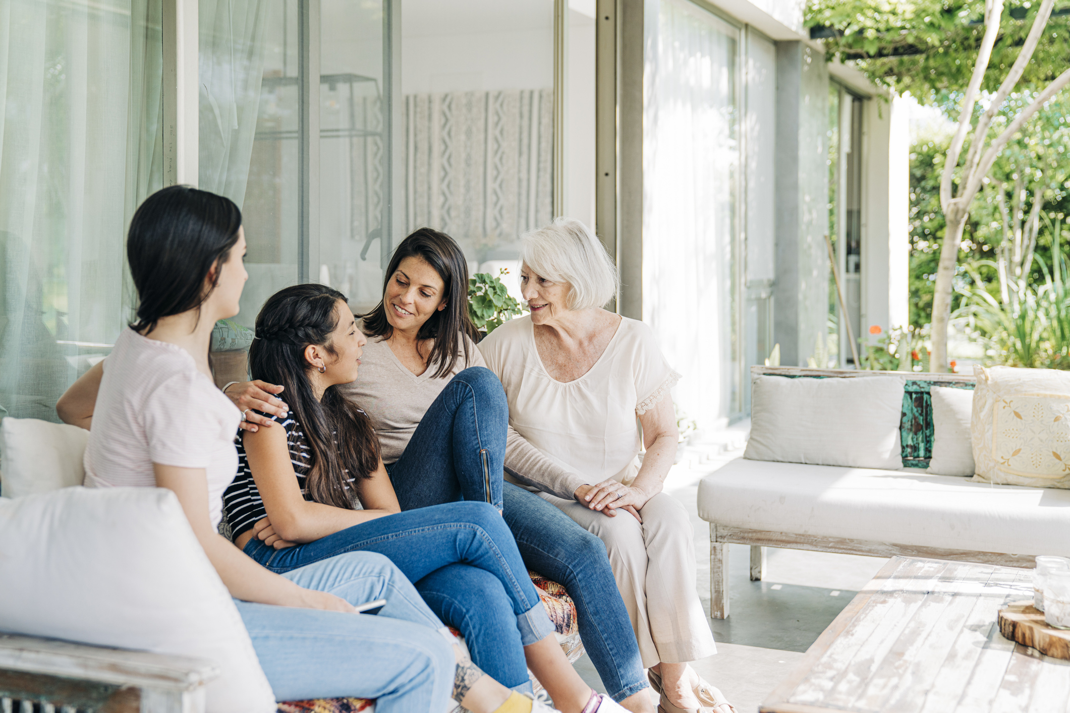 multigenerational family staging a drug addiction intervention with loved one.